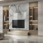 Fake Marble Finish Feature Wall with Gold Accents - 1,200.00. AED /Sqms